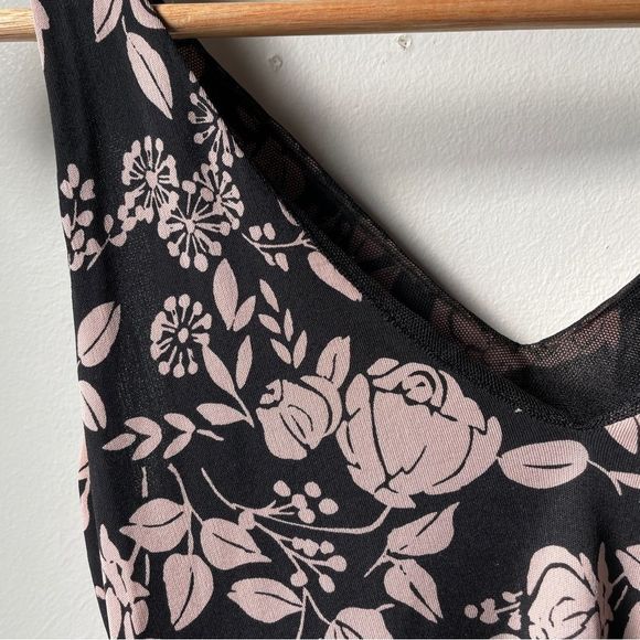 Nicole Miller collection black and pink genuine silk floral print summer dress S - Picture 3 of 6